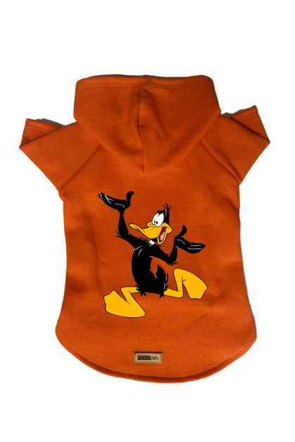 Hooded Fleece Sweatshirt Dog and Cat Outfit & Dress - Orange Duffy