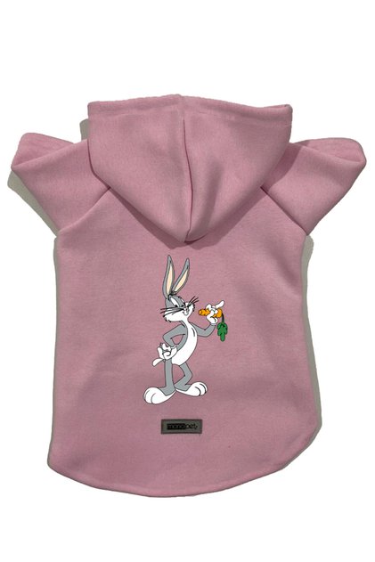 Hooded Fleece Sweatshirt Dog and Cat Outfit & Dress - Pink New Bugs Bunny