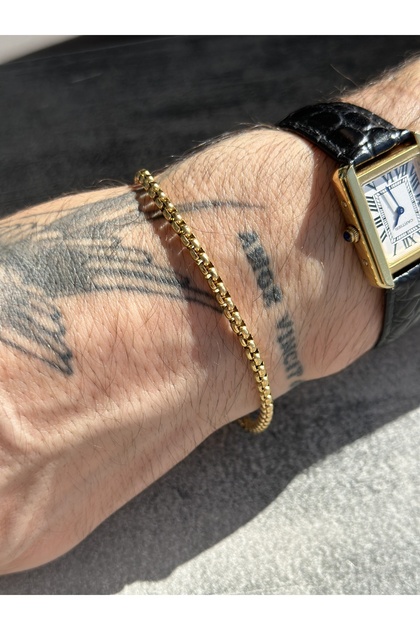 Gold Color Box Chain Men's Steel Bracelet