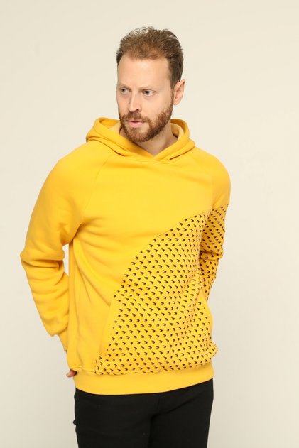 Men's Hooded Printed Kangaroo Pocket Sweatshirt