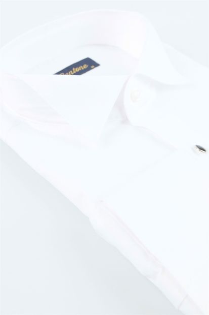Centone Beyaz Comfort Fit Duble Manşet Gömlek - 3