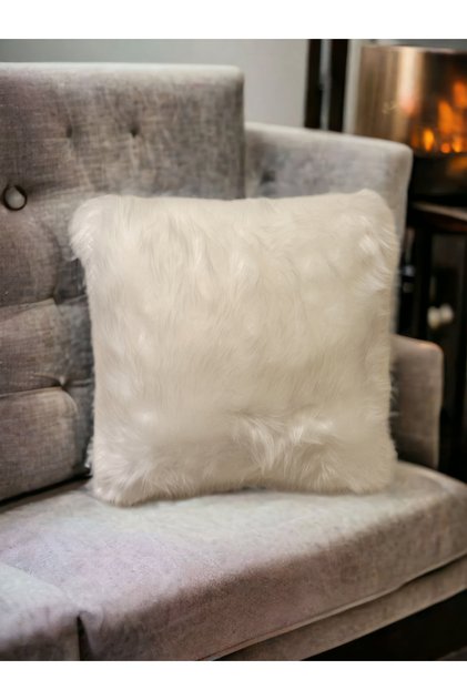 Plush Feather Throw Pillow Cover - White