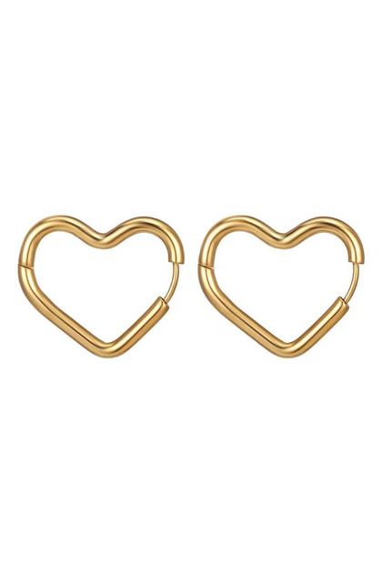 Kadın Gold Kalp Figürlü Çelik Halka Küpe