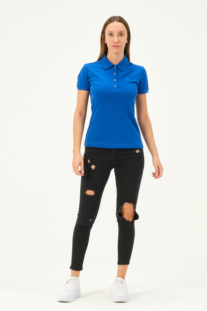 Women's Regular Fit Polo Neck T-shirt
