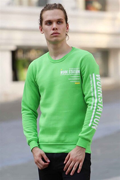 Madmext Baskılı Neon Yeşil Sweatshirt 4161 - Fiyatı, Yorumları