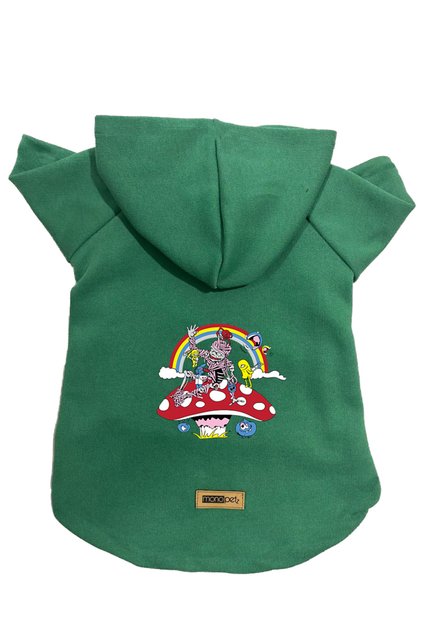 Hooded Fleece Sweatshirt Dog and Cat Outfit & Dress - Green City Size 30 - XL