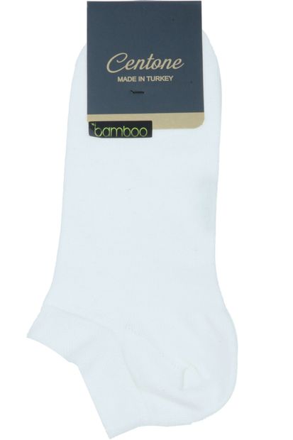 Centone Beyaz Düz Renk Patik Çorap - 1