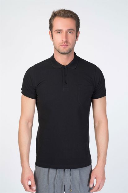 Centone Siyah Comfort Fit Polo Yaka T-shirt - 1