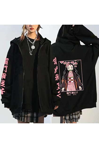 Adrift Nezuko Anime Demon Hoodie Kimetsu Fermuarlı 15123 - Fiyatı
