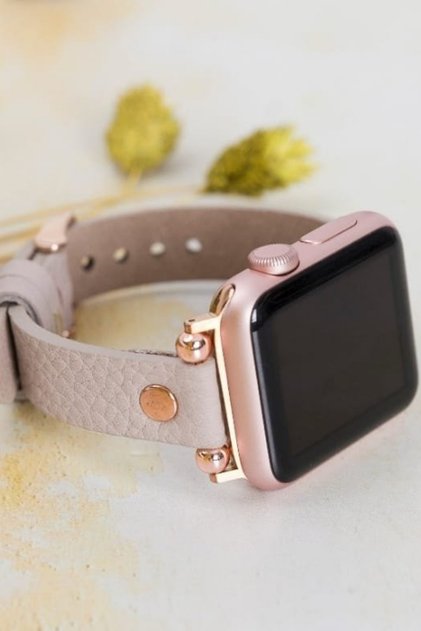 Apple Watch Kadın Deri Kordon Bej Slim 38 40 41 Mm