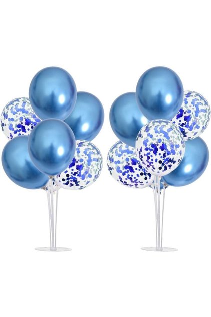 1 Dark Blue Footed Balloon Stand with Balloons