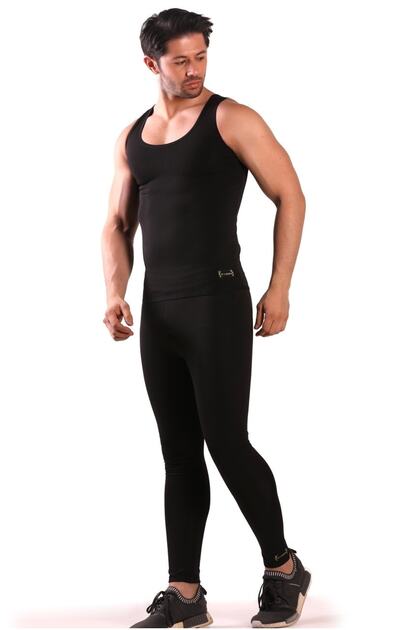 Men's Plus Size Fat Burning Slimming Sauna Thermal Suit Sling Athlete and Leggings Set