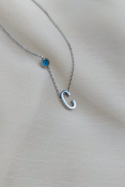 Steel letter necklace - C