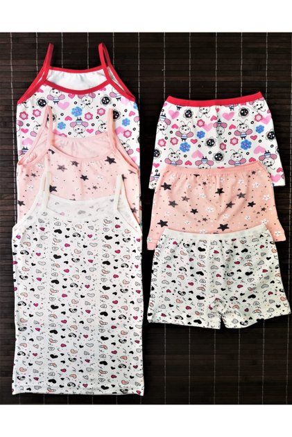 3 Pieces Girl's Patterned Athlete Boxer Briefs Set Cotton Mixed Color