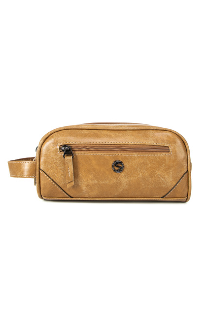 Men's Vegan Leather Personal Shaving Cosmetic Clutch Bag Travel Care Handbag
