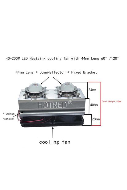 Fs 40w-200w Led Için 2 Göz Alüminyum Fanlı Radyatör Soğutucu 60° Lens Reflektör Set - 2