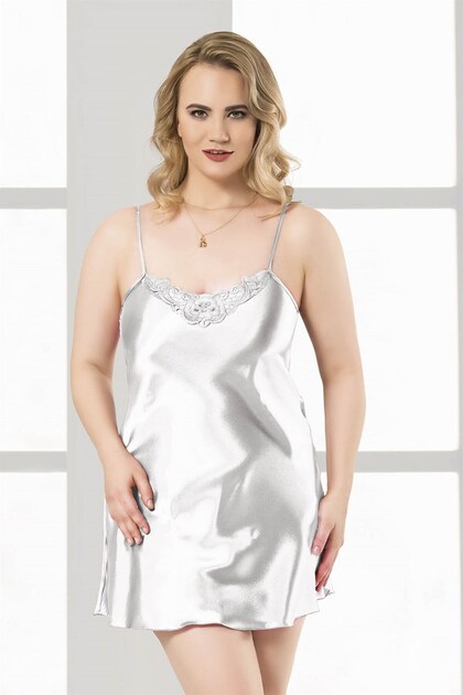 plus size white satin slip dress Qunyiney Sleeveless Womens Dress Mini White Satin Plus Size Slip Dress Spaghetti Straps Summer Lounge Crew Neck Loose Fit Dress, Women's, Size: 3XL