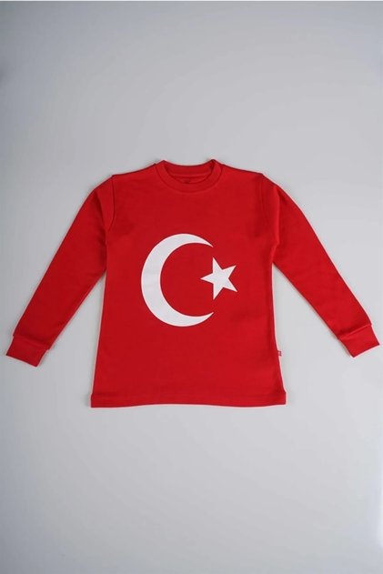 23 April 19 May 29 October Atatürk Turkish Flag Printed Cuffed Long Sleeve Cotton T-Shirt Sweat