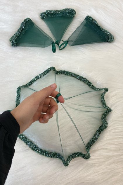 Green Bride Groom Handkerchief, Wedding Halay Bridesmaid Henna Night Circumcision Handkerchief, Glass Beads and Sequins Printed