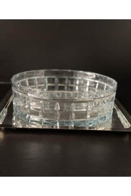 Crystal Cut Glass Salad Bowl Square Decor 25 Cm