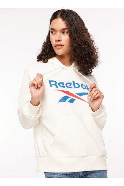 Beyaz Kadın Yuvarlak Yaka Sweatshirt IQ4430