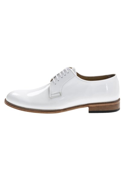 Oz488 White Patent Leather Men's Shoes