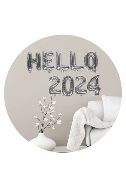 بالون هالو 2024 للعام الجديد باللون الفضي والذهبي