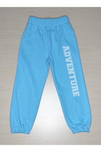 Children's Adventure Printed Light Turquoise Combed Cotton Thessaloniki Seasonal Single Sweatpants