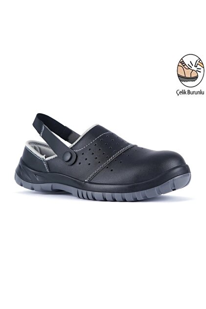 ENESERYILMAZ Mekap 210-03 S1 Slipper Siyah Microfiber Çelik