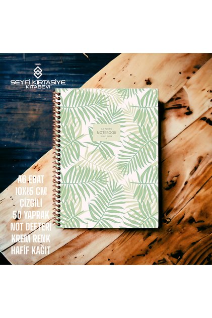 10x15 Cm STRIPED 50 Sheets Lightweight Notepad La Plume Cardboard Cover Ring Notebook 70 Gr Ivory Paper