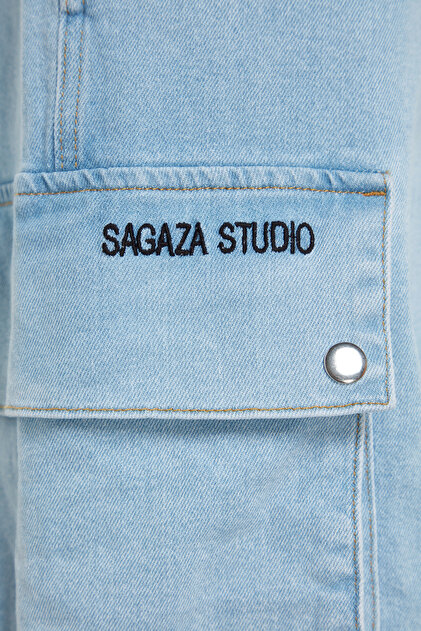 Trendyolmilla X Sagaza Studio Mavi Liastik Detaylı Jeans