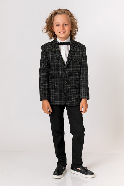 Boy's Black Two-Button Jacket