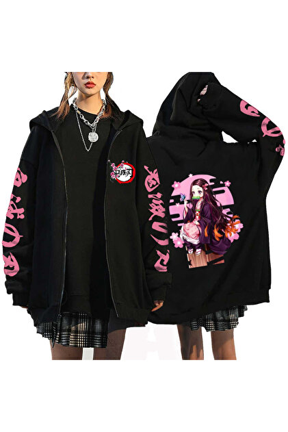 杏*様 GON MACHINE HOODIECOL ステッカーあり【最終値下げ】 GALASHOP Kimetsu Demon Slayer fermuarlı Kokushibo Kamado Nezuko