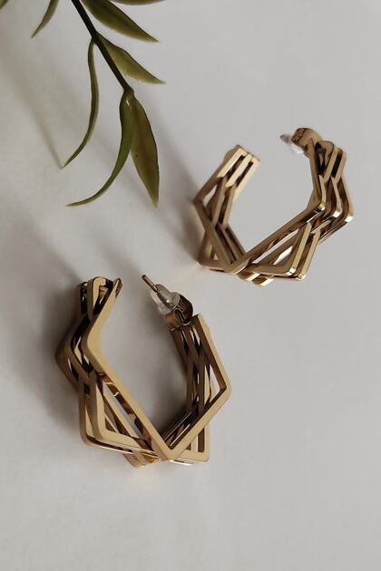 Vip Series Geomeric 316l Steel Women's Earrings Gold Color Cbk374