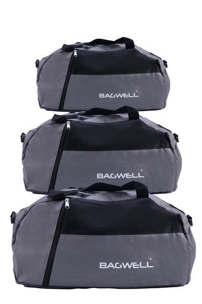 BAGWELL 3'lü Set Gri Spor Ve Seyahat Çantası - 1