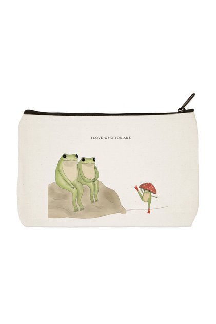 I Love Who You Are Frog Printed Cloth Makeup Bag, Pen Holder, Handbag