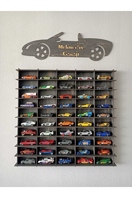 CrDesign 1/64 Oyuncak Araba Rafı Dikey 100'lü Ceviz - Fiyatı