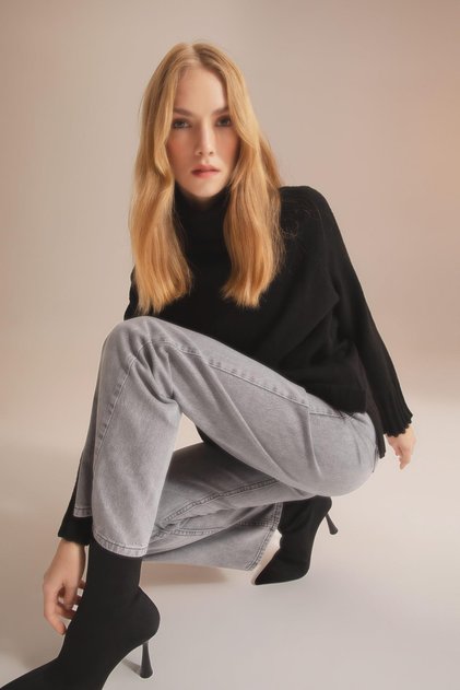 Oversize Fit Turtleneck Long Sleeve Knitwear Tunic