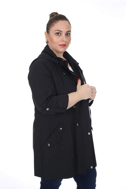 Brendon Women's Large Size Cotton Seasonal Trench Coat 3019 - Trendyol