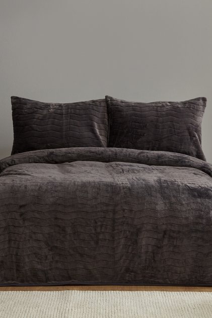 Hera Sof Çift Kişilik Yatak Örtüsü Grey