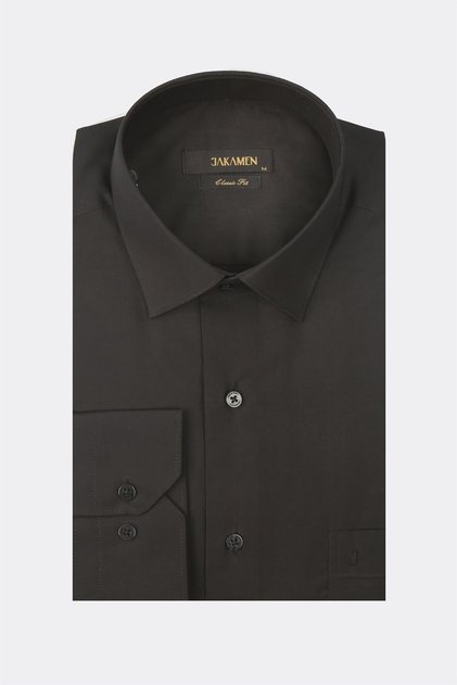 Black Classic Fit Single Pocket Men's Shirt