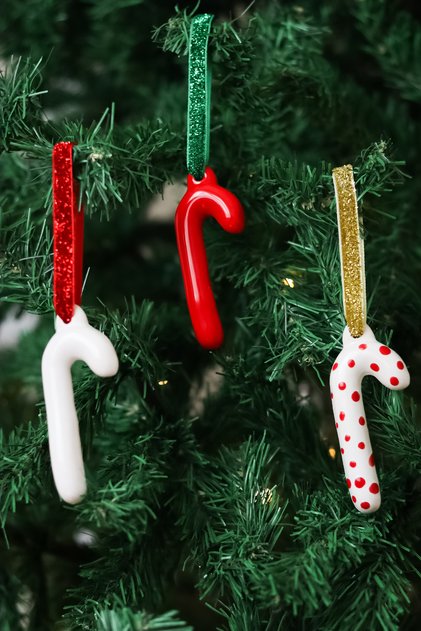Christmas Tree Ornament Ceramic Walking Stick 3-Piece Pine Tree Ornament