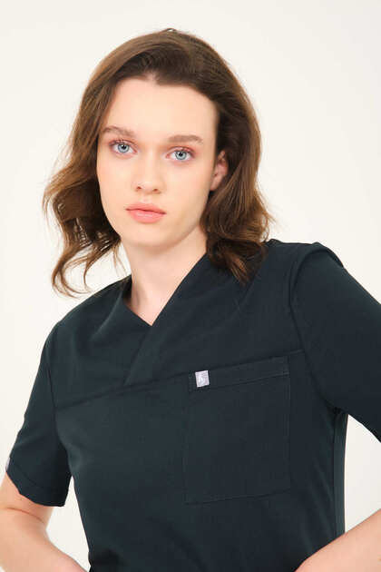 Lycra Scrubs Duck Green Envelope Collar Doctor Nurse Jersey Single Top