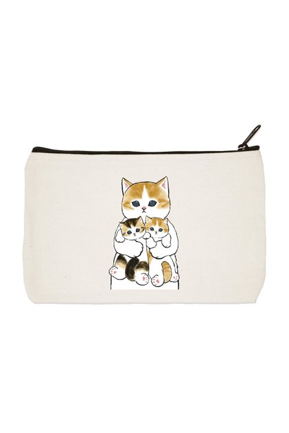 Mother Cat and Kittens Printed Cloth Makeup Bag, Pen Holder, Handbag, Wallet