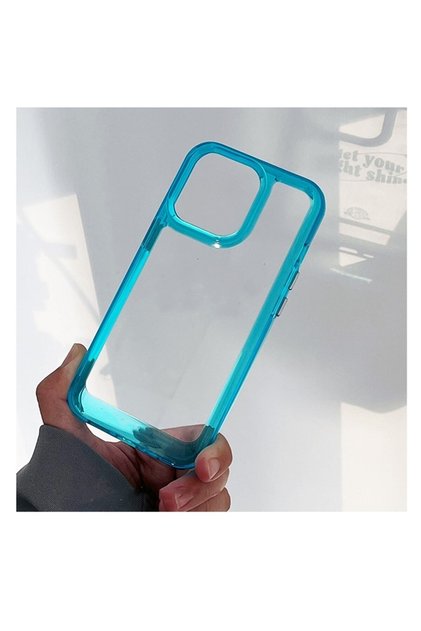 Transparent Non-Yellowing Hard Mica Sides Blue Silicone Cases for iPhone 11