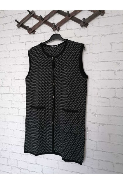 winter steel knitted, buttoned, knitwear, long vest