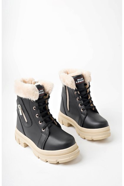 Cold-Resistant Girl's Boots with Fur Detail