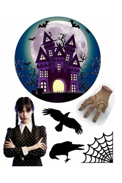 Wednesday Adams Yenilebilir Pasta Kurabiye Şeker Hamuru Kağıt Baskısı