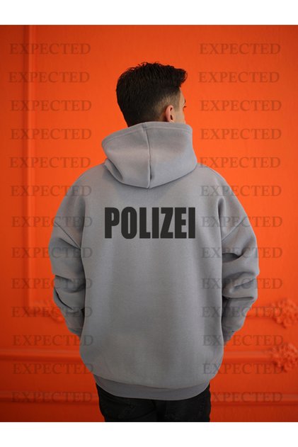 Men's Smoke Gray Design Printed Hooded Hoodie Sweatshirt