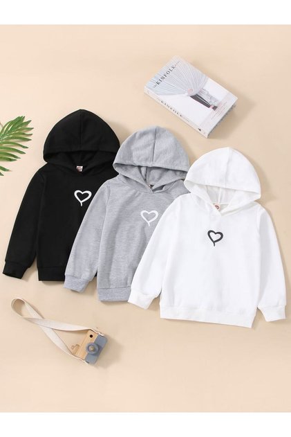 Girl's Hooded 3-Pack Little Hearts Printed Sweatshirt